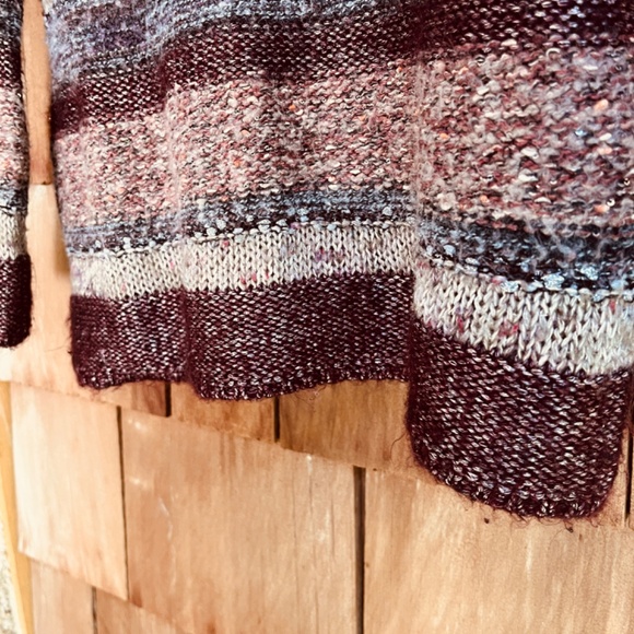 Chico’s Cozy Striped 3/4 Sleeves Multicolor Soft Fall Brown  Sequins Sweater 0 - Picture 7 of 10